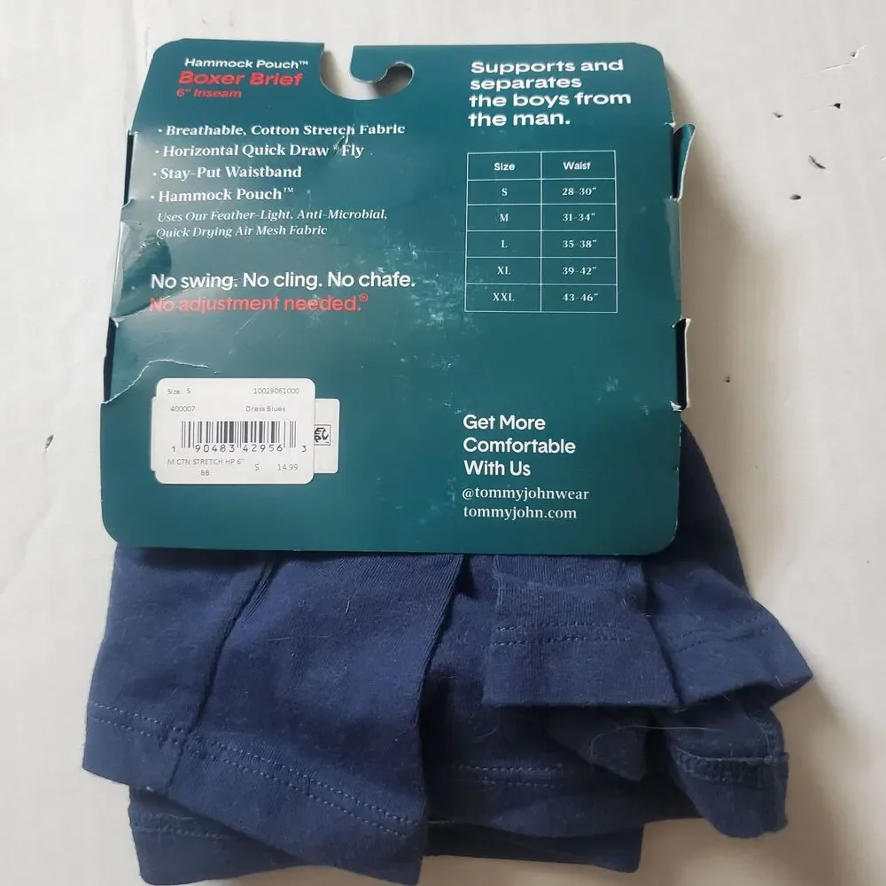 Tommy John Cotton Stretch Boxer Briefs in Small with signature Hammock Pouch